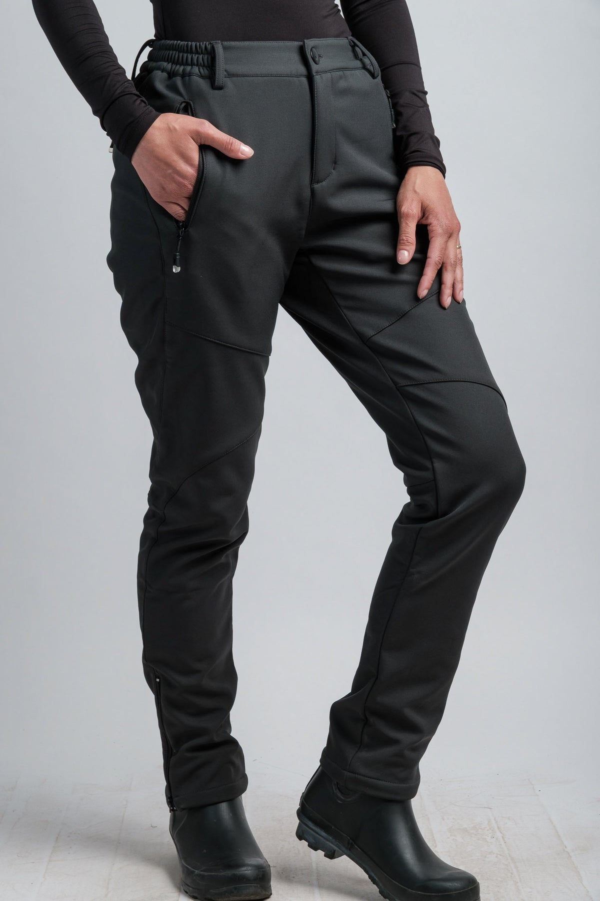 Women's Gray High Waist V2 Adventure Water Resistant Pants-3