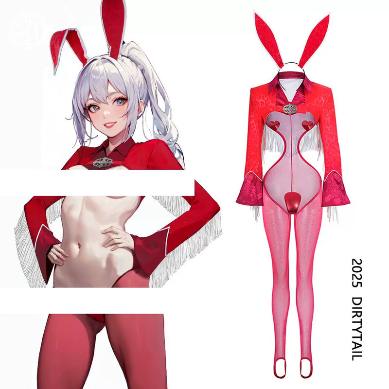 Wild Bunny Cow Girl PU Leather Jacket Sheer Sexy Ligerie Cosplay Costume Set-1