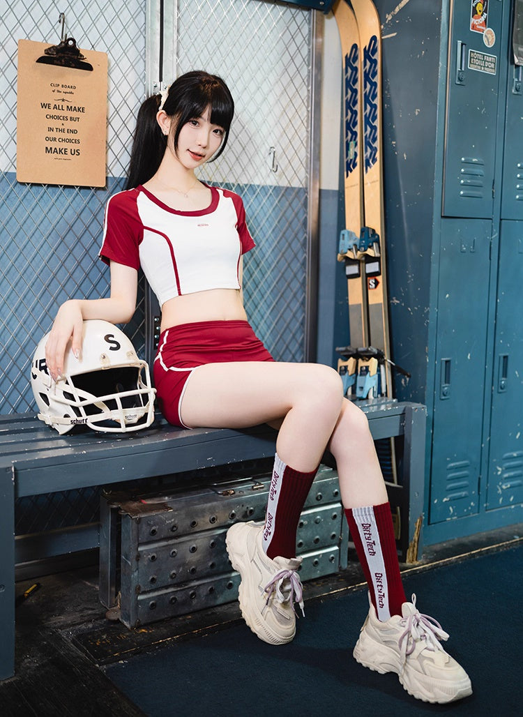 Anime Style 3-Piece Short Gymnastics Uniform Volleyball Sports Activewear-5