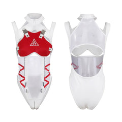 Tactical Anime Girl PU Leather Sheer Mesh Sexy Cosplay Bodysuit Costume White-2