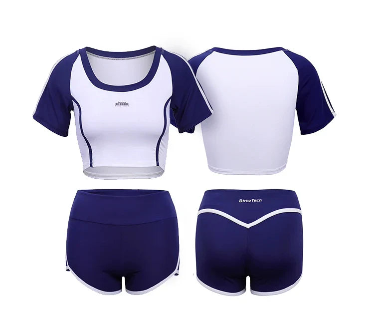 Anime Style 3-Piece Short Gymnastics Uniform Volleyball Sports Activewear-2