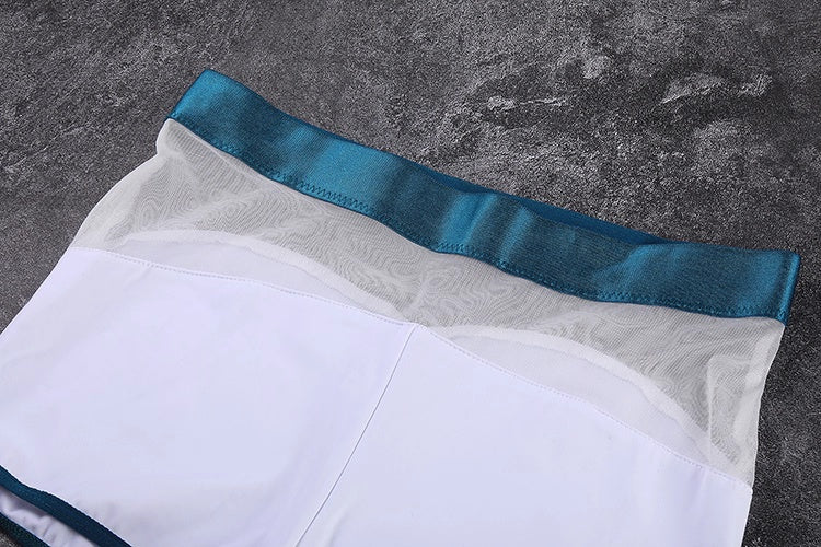 Anime Style Short Gymnastics Uniform Sheer Mesh Volleyball Sports Activewear-24
