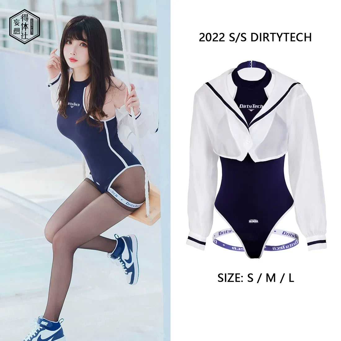 Anime Style JK One Piece Swimsuit with Jacket Spandex Racing Suit Wet Suit-2