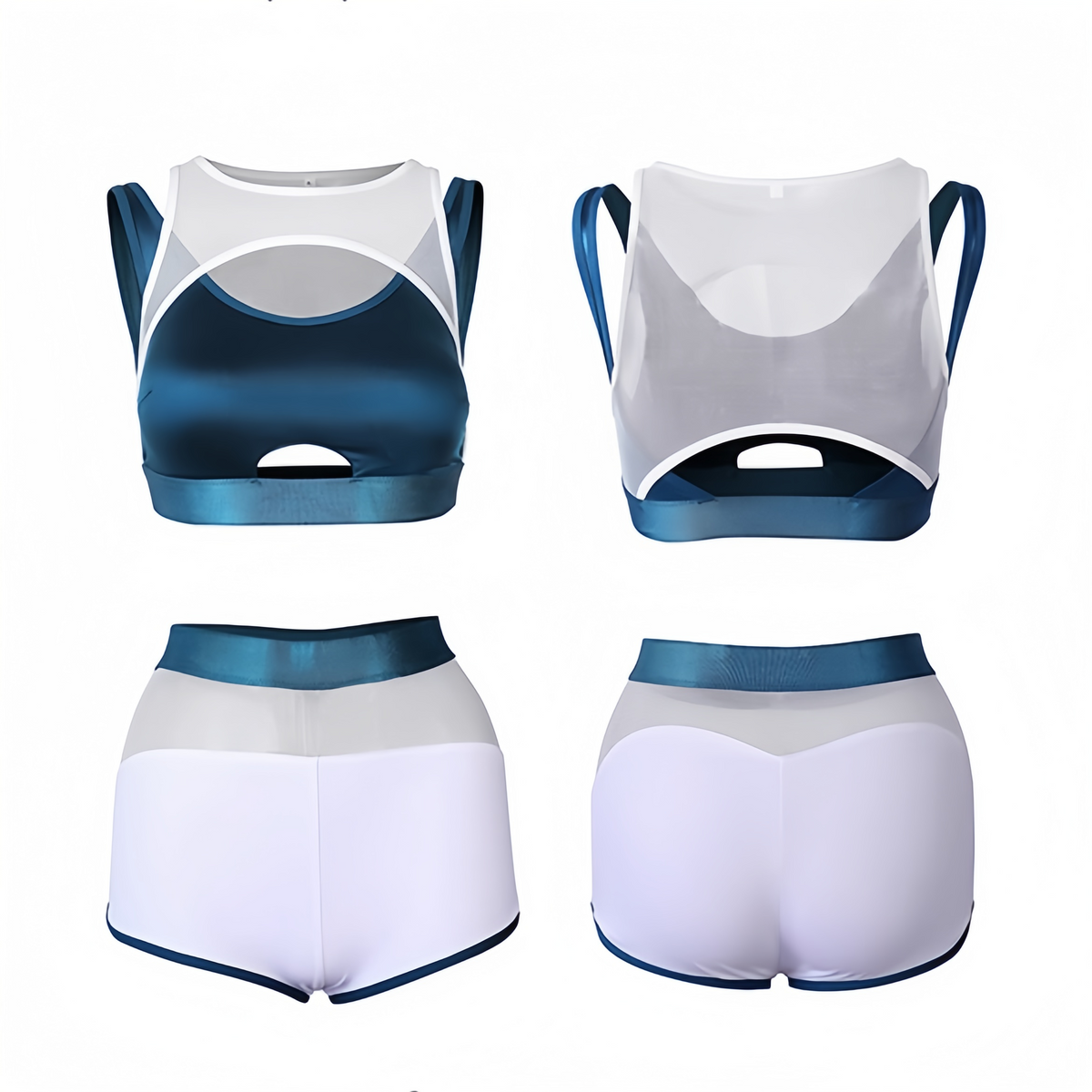 Anime Style Short Gymnastics Uniform Sheer Mesh Volleyball Sports Activewear-8