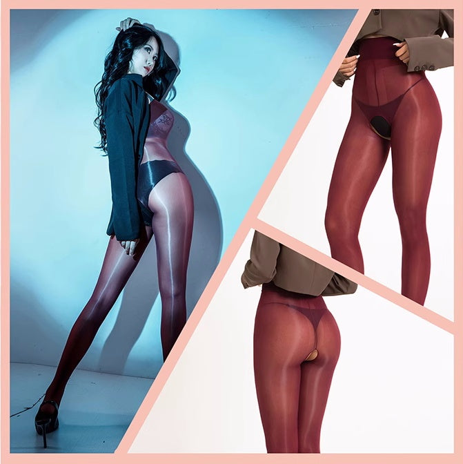 20D Crotchless High Waist Pantyhose Nylon Tights-18
