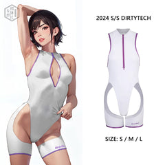 Anime Style Sexy One-piece Swimsuit Front Zipper Spandex Racing Swimwear Bodysuit-1