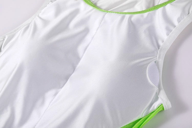 Anime Style One-piece Sexy Racing Swimsuit with Mesh Sheer Dual-color Design-15