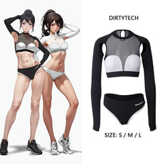 Anime Style The Beluga Whale Long-sleeved Sports Suit Gymnastics Suit Sexy Active Wear-1