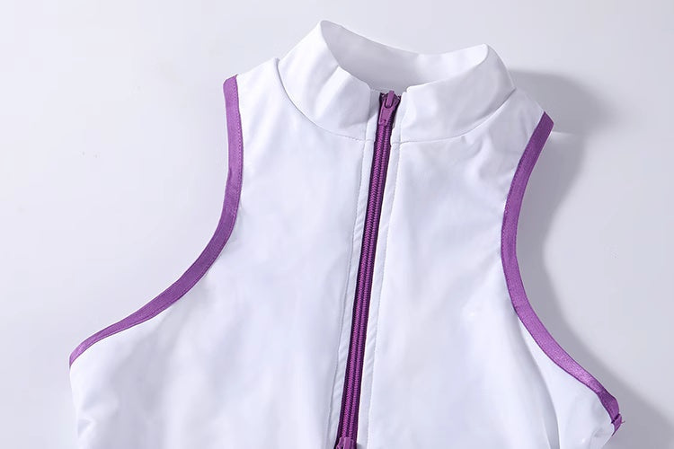 Anime Style Sexy One-piece Swimsuit Front Zipper Spandex Racing Swimwear Bodysuit-14