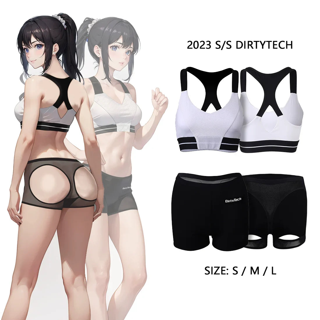 Anime Style 2-Piece Short Gymnastics Uniform Sports Tank Top with Sexy Cutout Shorts-1