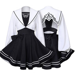 2B Cosplay Dress Halloween Costume Set Anime Sailor Style Costume-16