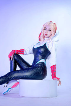 Woman Super Hero Spandex Pu Leather Cosplay Halloween Costume Bodysuit with Jacket-8