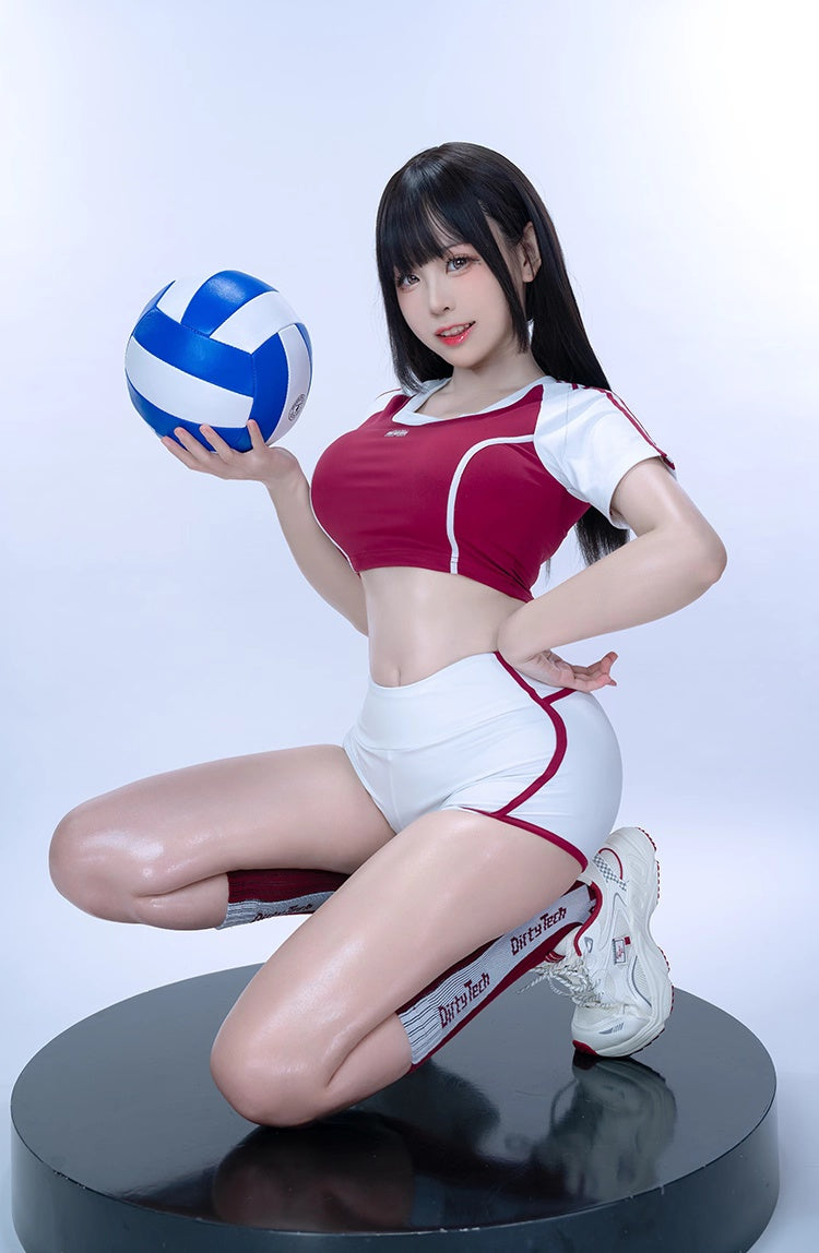 Anime Style 3-Piece Short Gymnastics Uniform Volleyball Sports Activewear-4