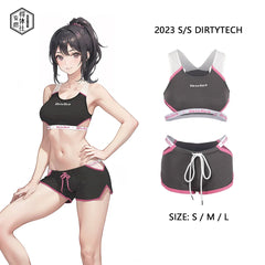 Anime Style Boxing Running Sexy Sports Activewear Set Hollow Tank Top with Shorts-4