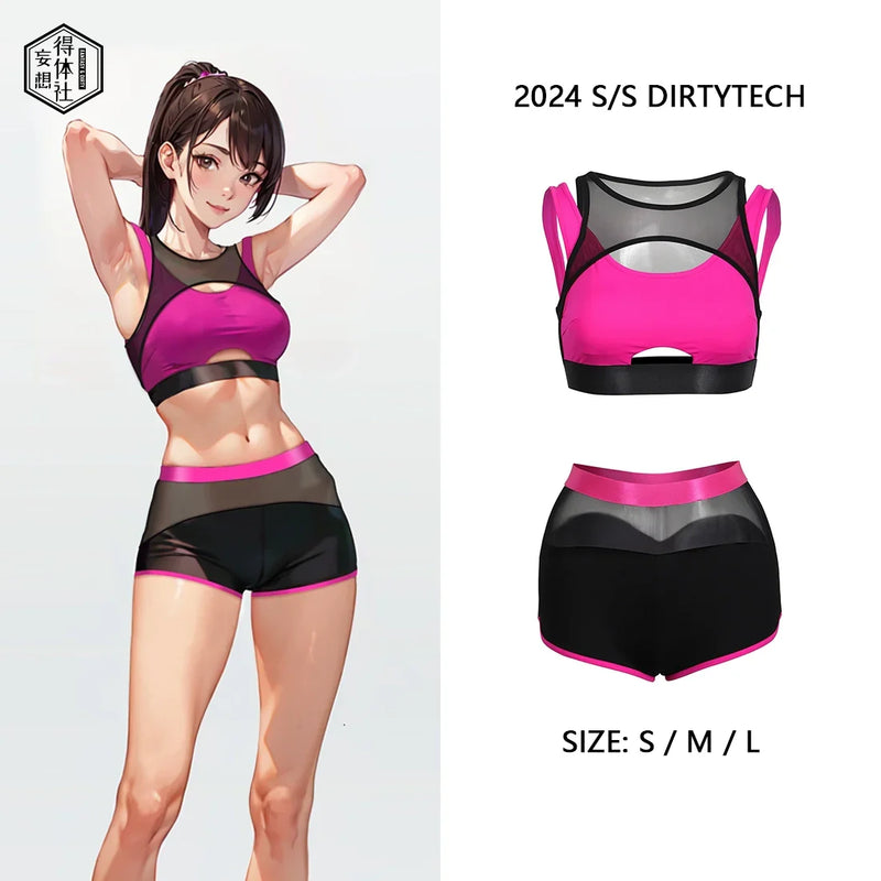 Anime Style Short Gymnastics Uniform Sheer Mesh Volleyball Sports Activewear-1