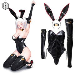 PU Leather Bound Bunny Strapless Bunny Girl Cosplay Costume Sexy Open Crotch Lingerie-1