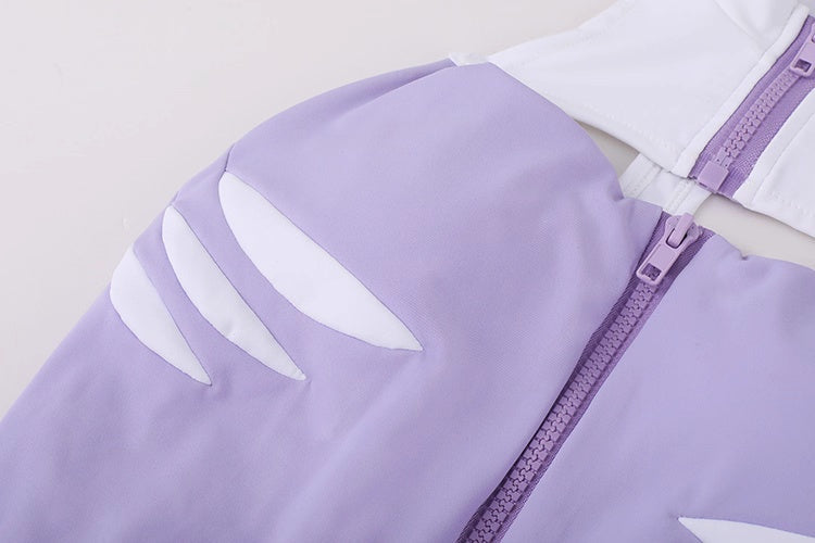 Anime Style The Purple Shark Jumpsuit Yoga Pants Full Body Sexy Fitness Activewear-14