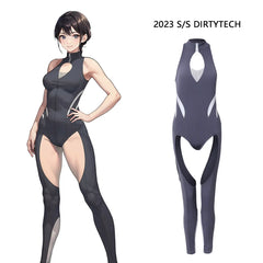 Anime Style the Grey Shark Jumpsuit Yoga Pants Full Body Sexy Fitness Active Wear-1