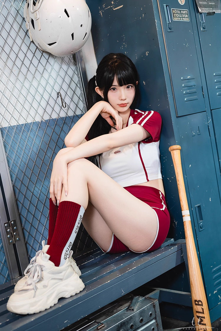 Anime Style 3-Piece Short Gymnastics Uniform Volleyball Sports Activewear-8