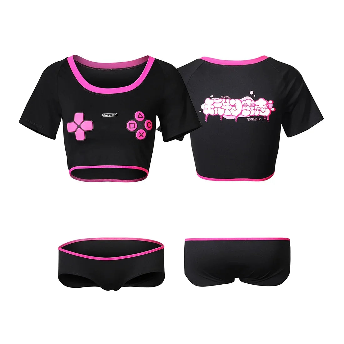 Anime eSports Gaming Style Crop Top with Low Rise Shorts Cosplay Costume Set-2