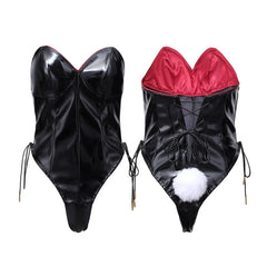PU Leather Bound Bunny Strapless Bunny Girl Cosplay Costume Sexy Open Crotch Lingerie-4