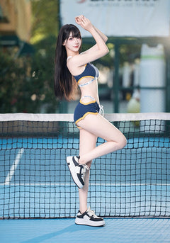 Anime Style Boxing Running Sexy Sports Activewear Set Hollow Tank Top with Shorts-8