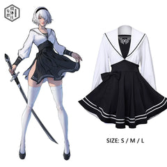 2B Cosplay Dress Halloween Costume Set Anime Sailor Style Costume-1