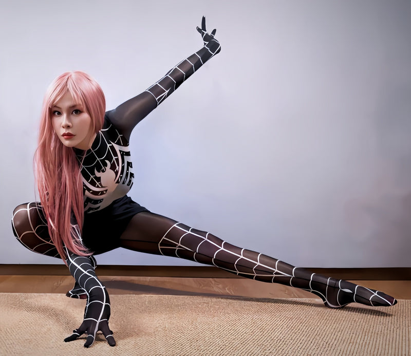 Symbiote Spider Girl Sheer 10D Nylon Full Bodysuit Body Stocking Lingerie-20