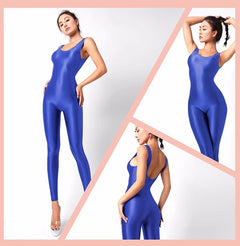 Sleeveless Sheer Spandex Bodysuit Glossy Silky Spandex Yoga Suit Lingerie-24