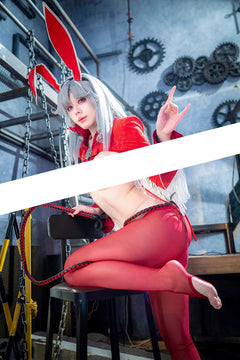 Wild Bunny Cow Girl PU Leather Jacket Sheer Sexy Ligerie Cosplay Costume Set-6
