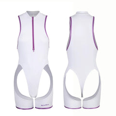 Anime Style Sexy One-piece Swimsuit Front Zipper Spandex Racing Swimwear Bodysuit-2