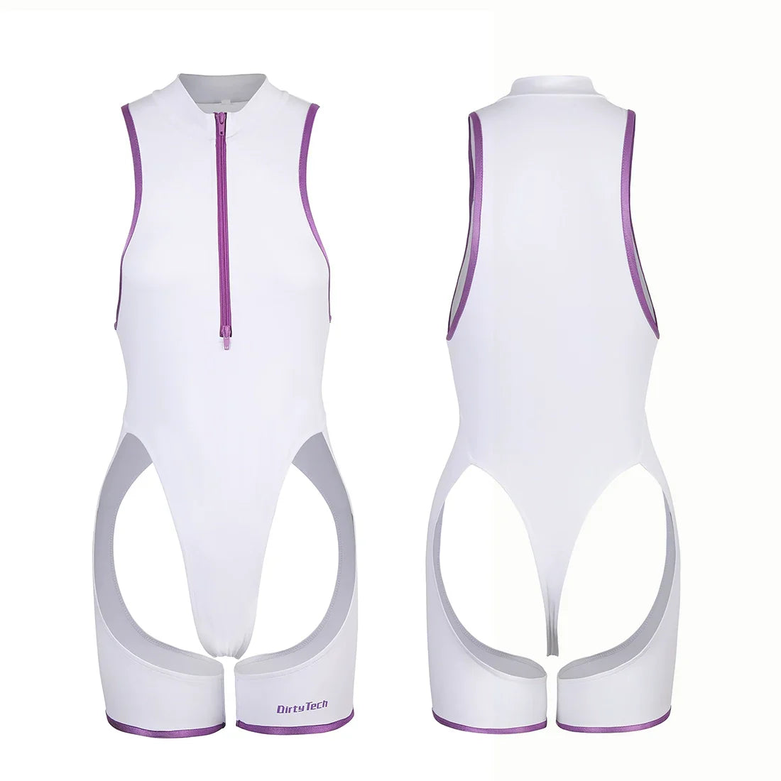 Anime Style Sexy One-piece Swimsuit Front Zipper Spandex Racing Swimwear Bodysuit-10