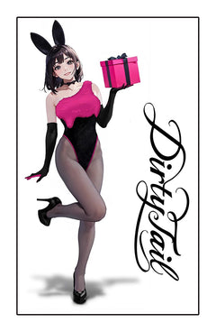 Anime Strawberry Ice Cream Style Bunny Girl Knitted Black Pink Bodysuit Lingerie Set-2