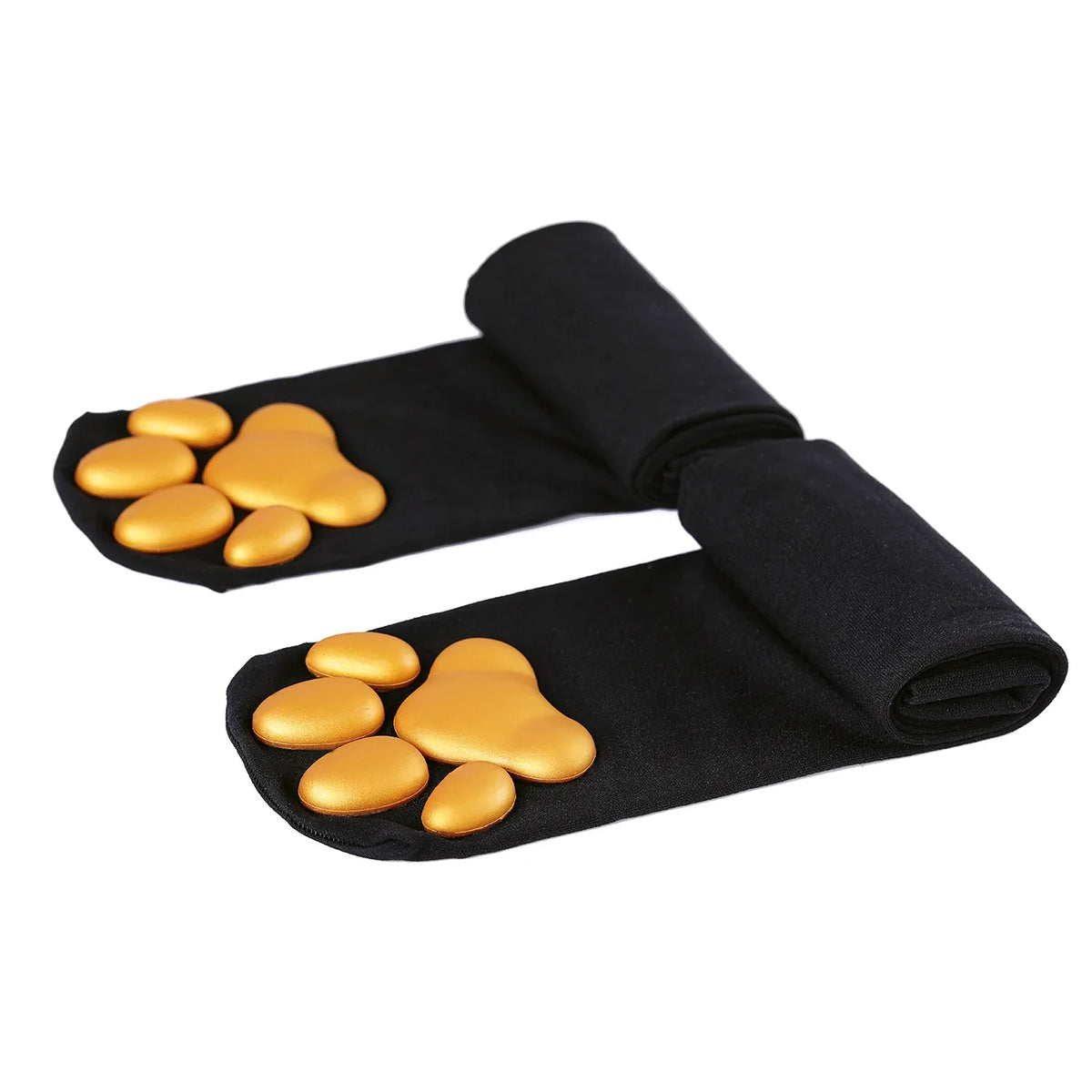 100D Knee Stockings with 3D Cute Cat Paw Paddings Anime Style Velvet Stockings-6