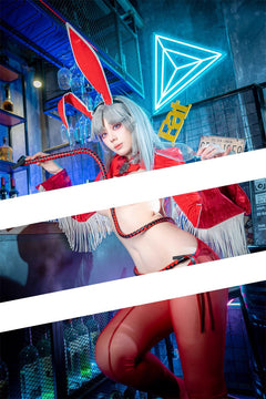 Wild Bunny Cow Girl PU Leather Jacket Sheer Sexy Ligerie Cosplay Costume Set-5