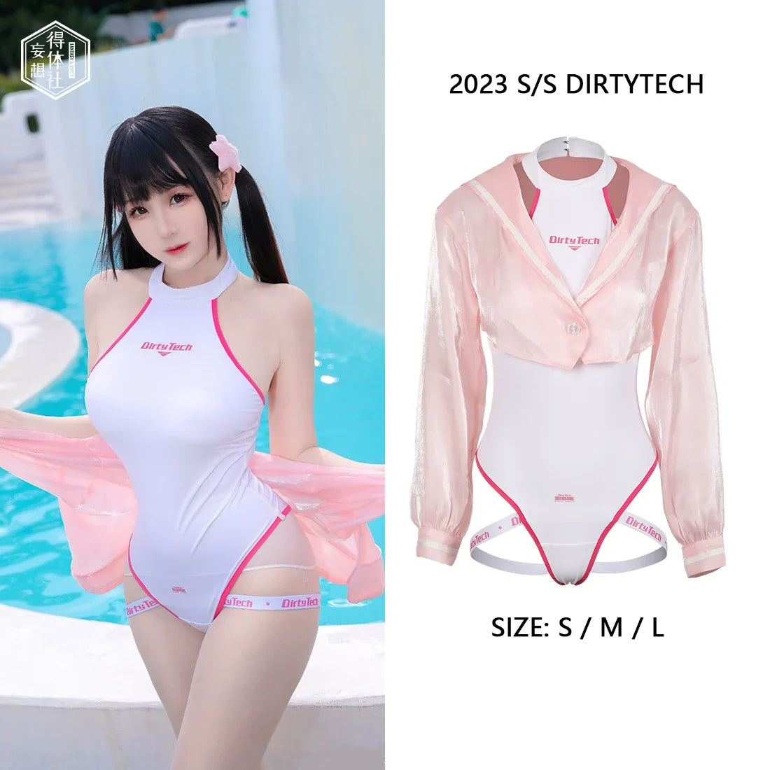 Anime Style JK One Piece Swimsuit with Jacket Spandex Racing Suit Wet Suit-3