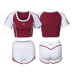 Anime Style 3-Piece Short Gymnastics Uniform Volleyball Sports Activewear-3