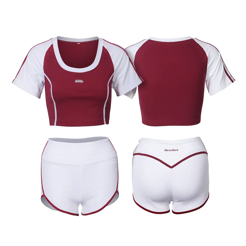Anime Style 3-Piece Short Gymnastics Uniform Volleyball Sports Activewear-3