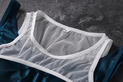 Anime Style Short Gymnastics Uniform Sheer Mesh Volleyball Sports Activewear-23