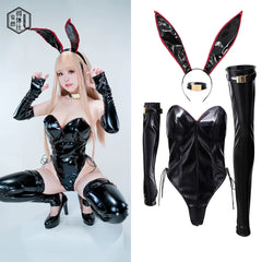 PU Leather Bound Bunny Strapless Bunny Girl Cosplay Costume Sexy Open Crotch Lingerie-10