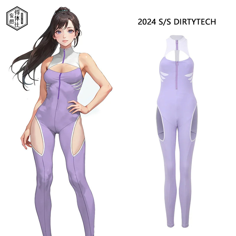 Anime Style The Purple Shark Jumpsuit Yoga Pants Full Body Sexy Fitness Activewear-1