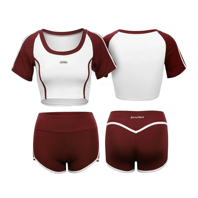 Anime Style 3-Piece Short Gymnastics Uniform Volleyball Sports Activewear-3