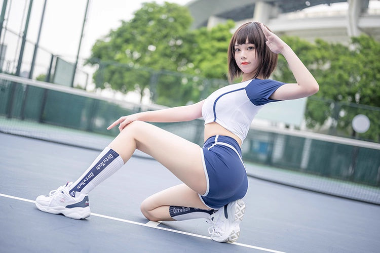 Anime Style 3-Piece Short Gymnastics Uniform Volleyball Sports Activewear-6