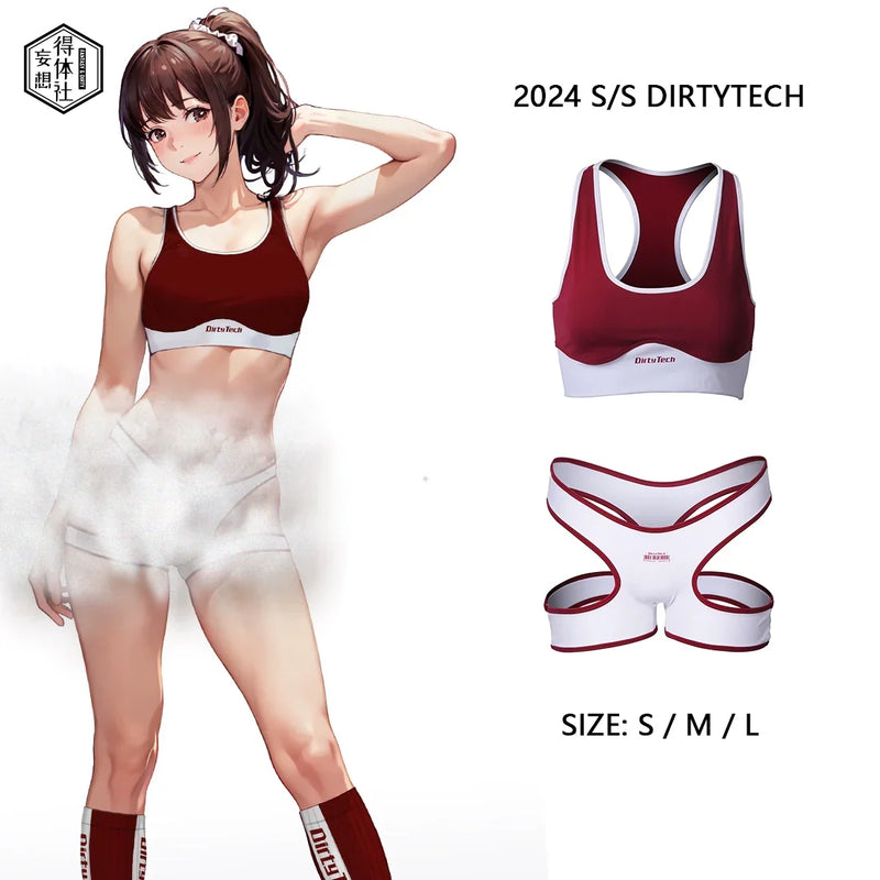 Anime Style 3-Piece Short Gymnastics Uniform Sports Tank Top with Sexy Cutout Shorts-1