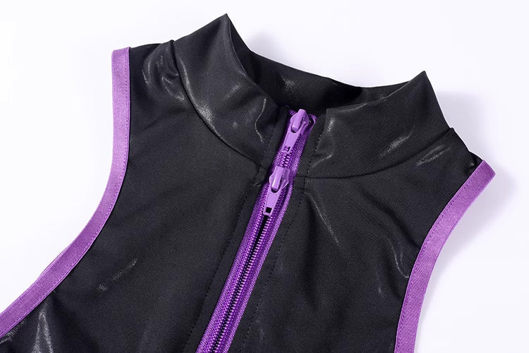Anime Style Sexy One-piece Swimsuit Front Zipper Spandex Racing Swimwear Bodysuit-11