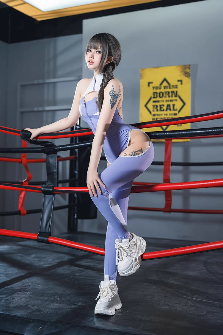 Anime Style The Purple Shark Jumpsuit Yoga Pants Full Body Sexy Fitness Activewear-9