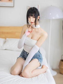 Cat Paw Sleeves with 3D Cat Paw Paddings Anime Style Velvet Cosplay Sleeves-4