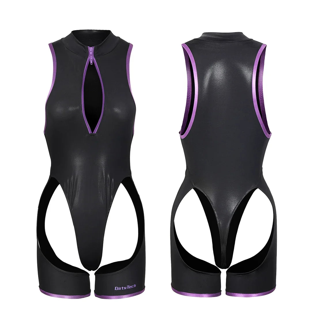 Anime Style Sexy One-piece Swimsuit Front Zipper Spandex Racing Swimwear Bodysuit-4