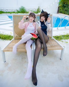 Anime Style JK One Piece Swimsuit with Jacket Spandex Racing Suit Wet Suit-11