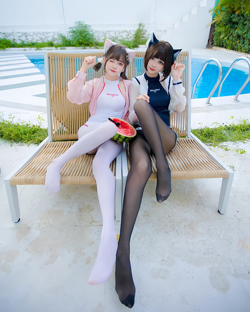 Anime Style JK One Piece Swimsuit with Jacket Spandex Racing Suit Wet Suit-11